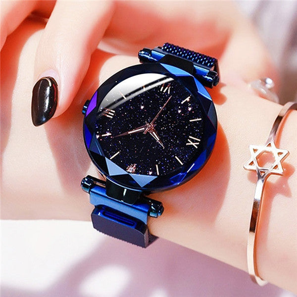 Women&#39;s Fashion Starry Sky Watches Magnet Buckle Mesh Belt Diamond Quartz Watch Women Dress Clock relogio feminino