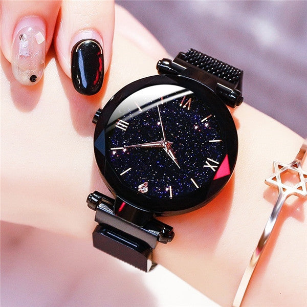 Women&#39;s Fashion Starry Sky Watches Magnet Buckle Mesh Belt Diamond Quartz Watch Women Dress Clock relogio feminino