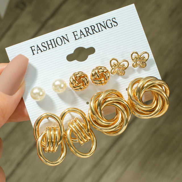 Fashion Geometric Hoop Earrings Set for Women Statement Vintage Punk Gold Metal Circle Hoop Earrings Brincos 2021 Trend Jewelry