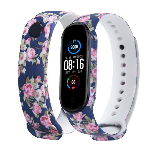 Strap For Xiaomi Mi Band 4 3 5 6 watch band Creative graffiti style Silicone bracelet replacement For XiaoMi band 4 5 Wristband