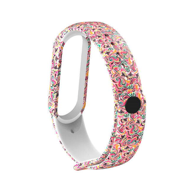 Strap For Xiaomi Mi Band 4 3 5 6 watch band Creative graffiti style Silicone bracelet replacement For XiaoMi band 4 5 Wristband