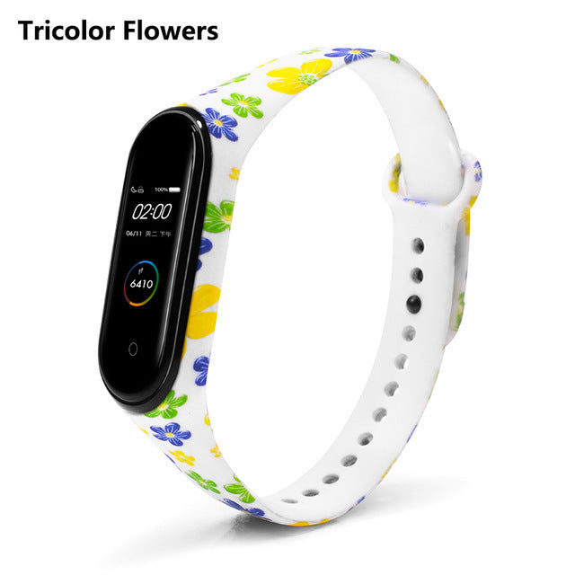 Strap For Xiaomi Mi Band 4 3 5 6 watch band Creative graffiti style Silicone bracelet replacement For XiaoMi band 4 5 Wristband