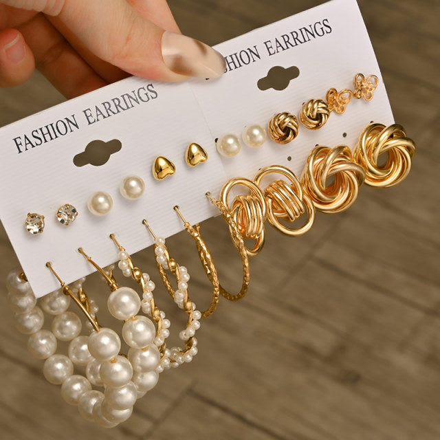 Fashion Geometric Hoop Earrings Set for Women Statement Vintage Punk Gold Metal Circle Hoop Earrings Brincos 2021 Trend Jewelry