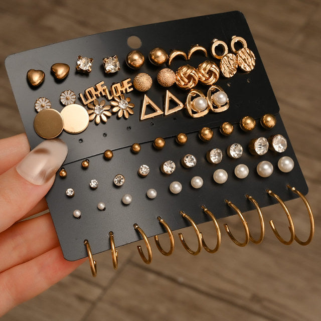 Fashion Geometric Hoop Earrings Set for Women Statement Vintage Punk Gold Metal Circle Hoop Earrings Brincos 2021 Trend Jewelry