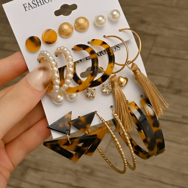 Fashion Geometric Hoop Earrings Set for Women Statement Vintage Punk Gold Metal Circle Hoop Earrings Brincos 2021 Trend Jewelry