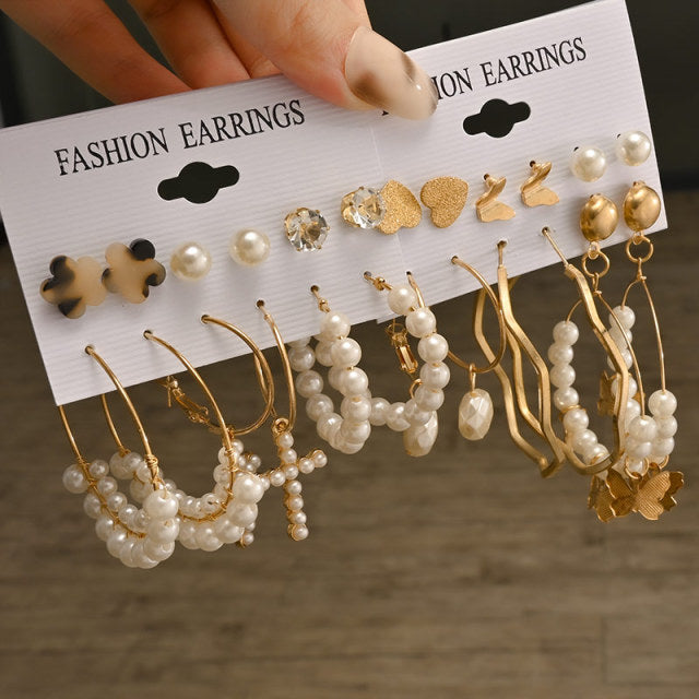 Fashion Geometric Hoop Earrings Set for Women Statement Vintage Punk Gold Metal Circle Hoop Earrings Brincos 2021 Trend Jewelry