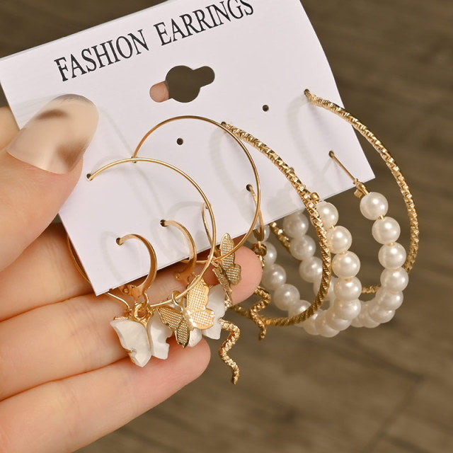 Fashion Geometric Hoop Earrings Set for Women Statement Vintage Punk Gold Metal Circle Hoop Earrings Brincos 2021 Trend Jewelry