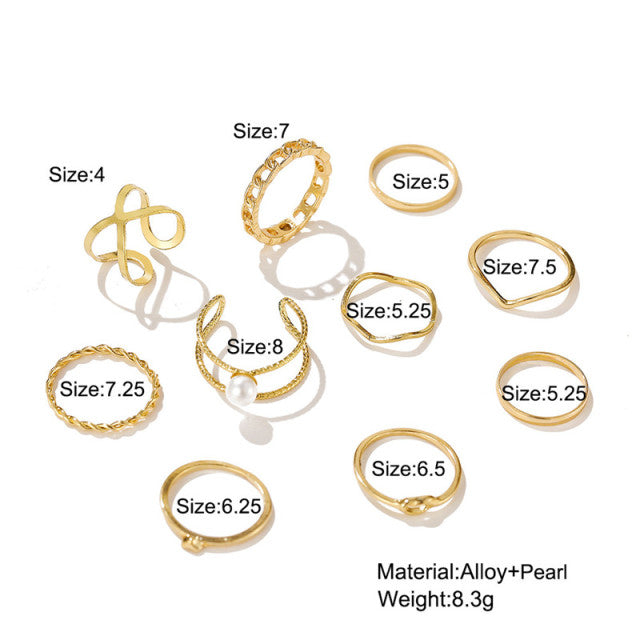 10pcs Punk Gold Wide Chain Rings Set For Women Girls Fashion Irregular Finger Thin Rings Gift 2021 Female Knuckle Jewelry Party