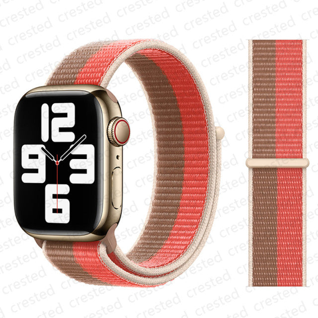 Nylon Loop Strap for apple watch band 44mm 40mm 45mm 41mm 38mm 42mm 44 mm bracelet correa Watchband iWatch serie 3 5 6 se 7 band