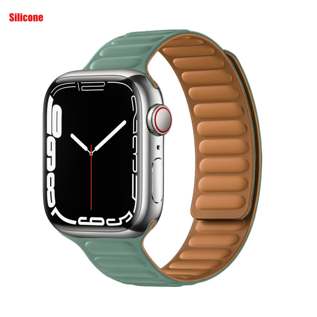 Leather Link For Apple watch band 44mm 40mm 41mm 45mm 42mm 38mm original Magnetic Loop bracelet iWatch series 3 5 4 SE 6 7 strap