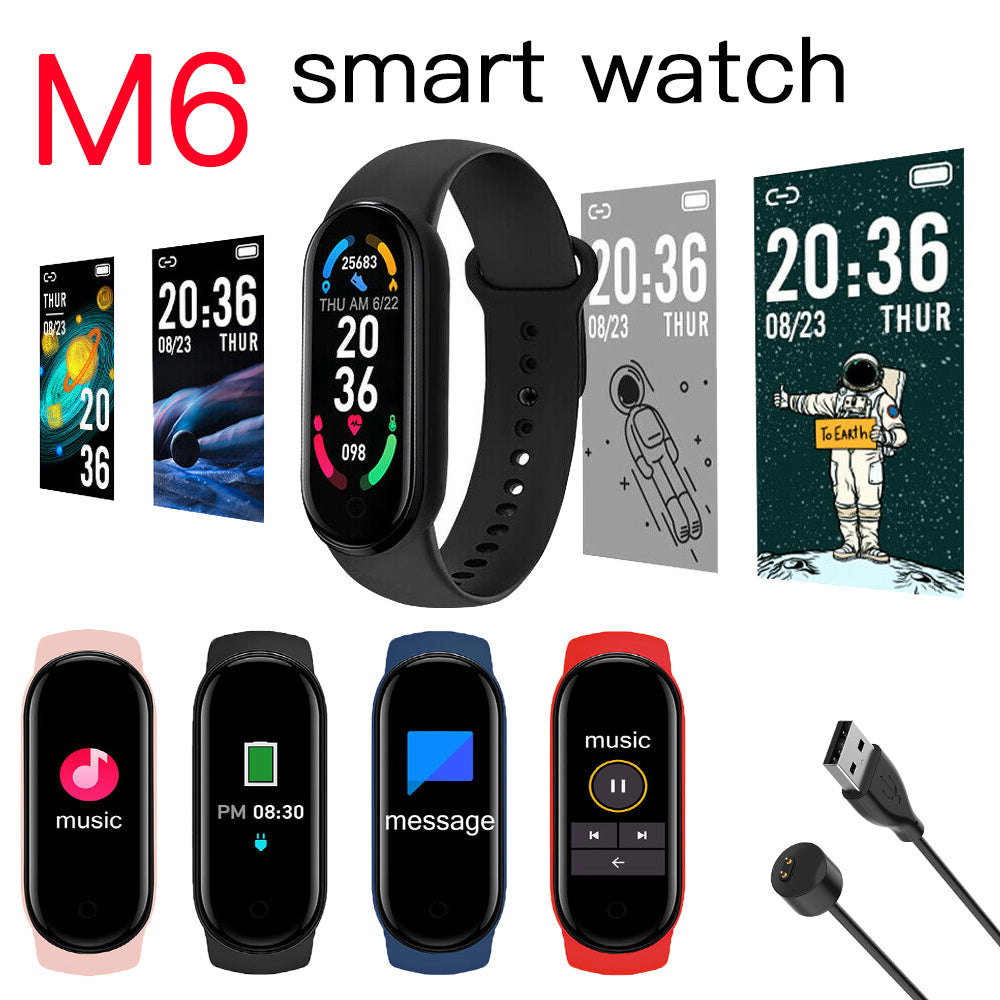 Smart Watch M6 Men&#39;s and Women&#39;s Fitness Heart Rate Blood Pressure Monitoring Bracelet Message Push Music Control Digital Watch