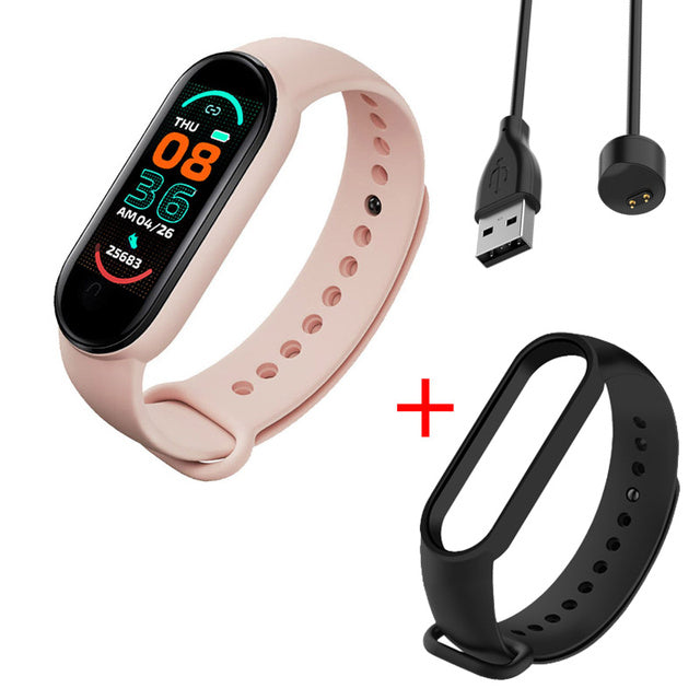 Smart Watch M6 Men&#39;s and Women&#39;s Fitness Heart Rate Blood Pressure Monitoring Bracelet Message Push Music Control Digital Watch