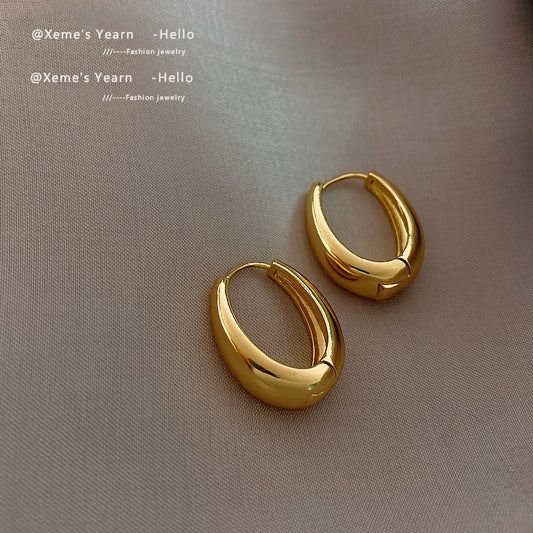 2020 New Classic Copper Alloy Smooth Metal Hoop Earrings For Woman Fashion Korean Jewelry Temperament Girl&#39;s Daily Wear Earrings