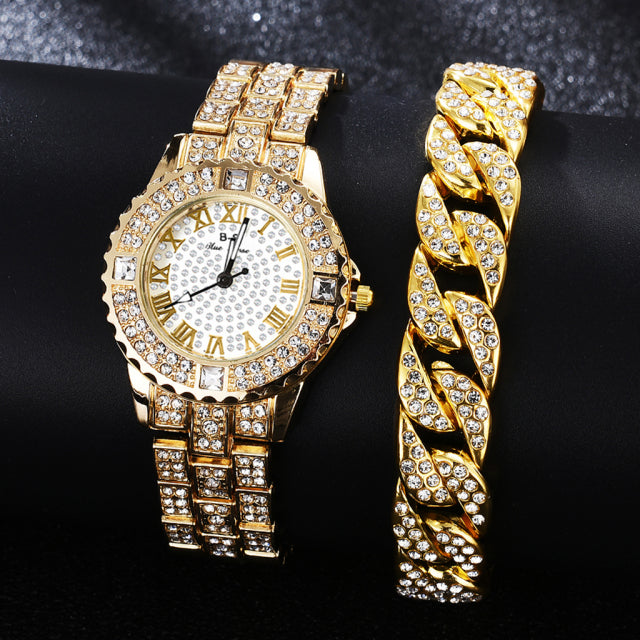 Diamond Women Watches Gold Watch Ladies Wrist Watches Luxury Brand Rhinestone Women&#39;s Bracelet Watches Female Relogio Feminino
