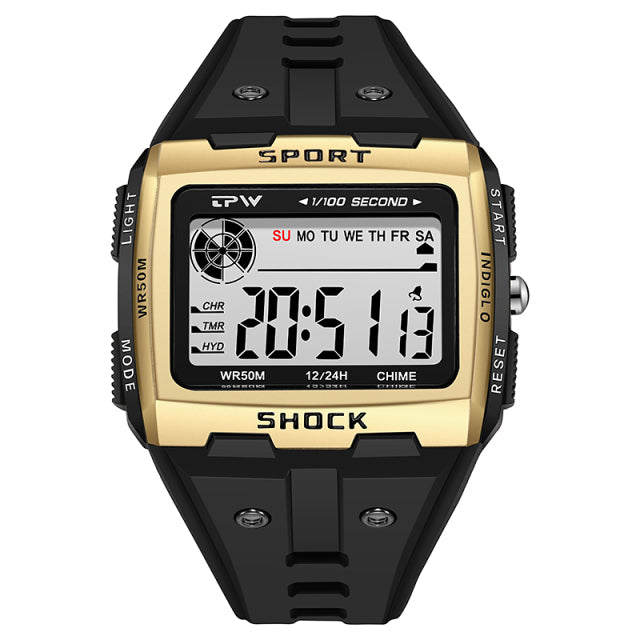 Big Numbers Easy to Read 50 Meter Water Resistant Men Digital Watch Outdoor Sport