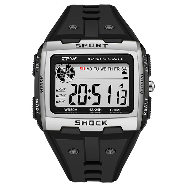 Big Numbers Easy to Read 50 Meter Water Resistant Men Digital Watch Outdoor Sport