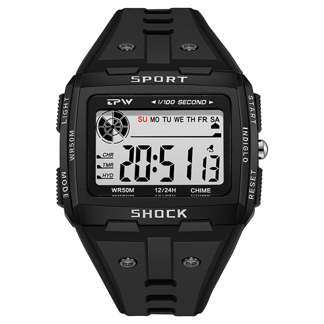 Big Numbers Easy to Read 50 Meter Water Resistant Men Digital Watch Outdoor Sport