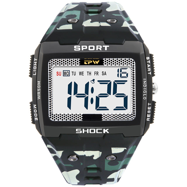 Big Numbers Easy to Read 50 Meter Water Resistant Men Digital Watch Outdoor Sport