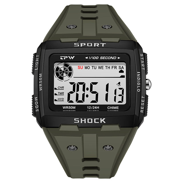Big Numbers Easy to Read 50 Meter Water Resistant Men Digital Watch Outdoor Sport