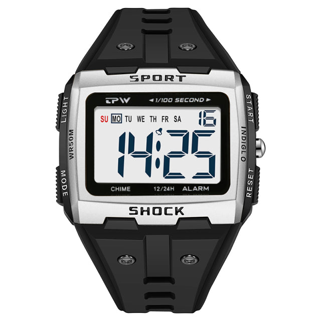 Big Numbers Easy to Read 50 Meter Water Resistant Men Digital Watch Outdoor Sport