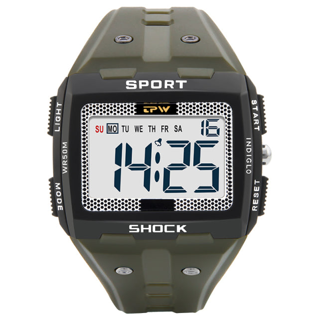 Big Numbers Easy to Read 50 Meter Water Resistant Men Digital Watch Outdoor Sport