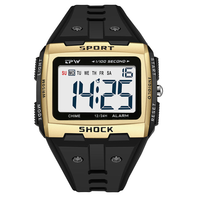 Big Numbers Easy to Read 50 Meter Water Resistant Men Digital Watch Outdoor Sport