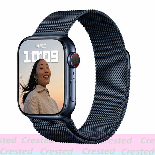 Strap For Apple watch band 44mm 40mm 45mm 41mm 42mm 38mm stainless steel Metal bracelet milanese loop iWatch Series 3 4 5 se 6 7