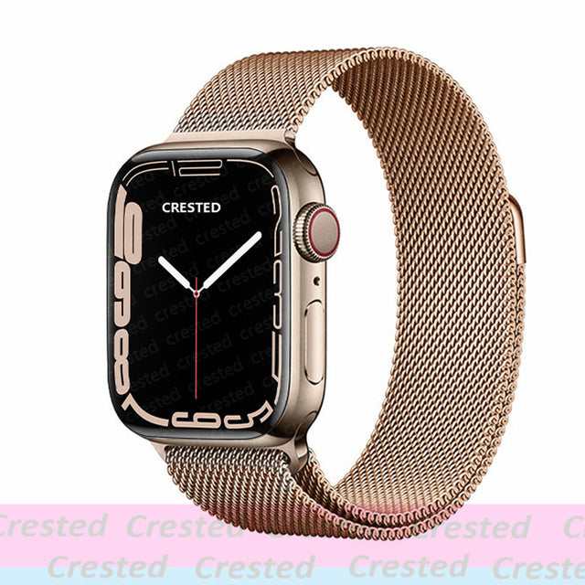 Strap For Apple watch band 44mm 40mm 45mm 41mm 42mm 38mm stainless steel Metal bracelet milanese loop iWatch Series 3 4 5 se 6 7