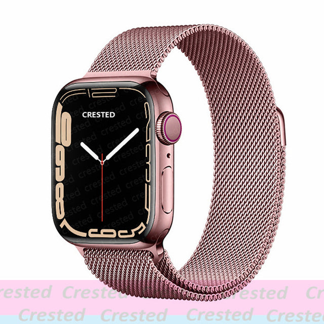 Strap For Apple watch band 44mm 40mm 45mm 41mm 42mm 38mm stainless steel Metal bracelet milanese loop iWatch Series 3 4 5 se 6 7