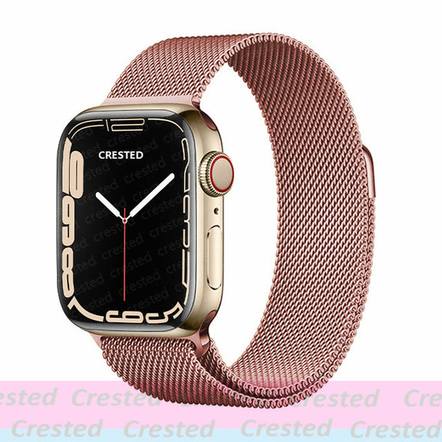 Strap For Apple watch band 44mm 40mm 45mm 41mm 42mm 38mm stainless steel Metal bracelet milanese loop iWatch Series 3 4 5 se 6 7