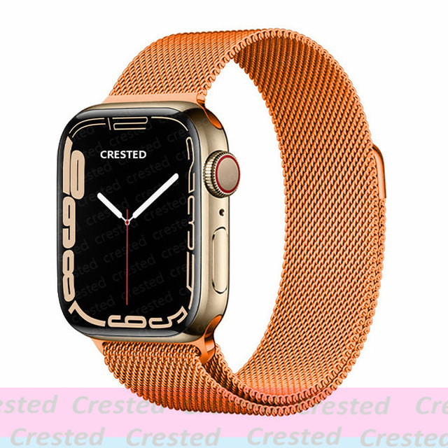 Strap For Apple watch band 44mm 40mm 45mm 41mm 42mm 38mm stainless steel Metal bracelet milanese loop iWatch Series 3 4 5 se 6 7