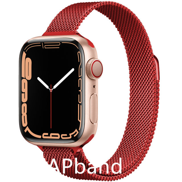 Strap For Apple watch band 44mm 40mm 45mm 41mm 42mm 38mm stainless steel Metal bracelet milanese loop iWatch Series 3 4 5 se 6 7