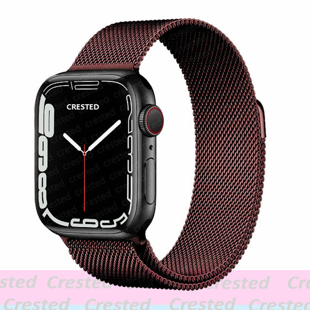 Strap For Apple watch band 44mm 40mm 45mm 41mm 42mm 38mm stainless steel Metal bracelet milanese loop iWatch Series 3 4 5 se 6 7