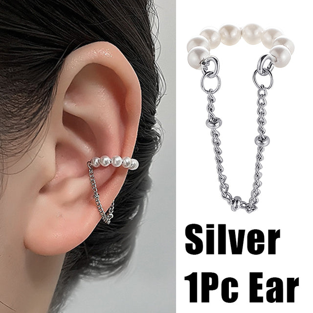 17KM Gold Leaves Ear Cuff Black Non-Piercing Ear Clips Fake Cartilage Earrings Clip Earrings For Women Men Wholesale Jewelry