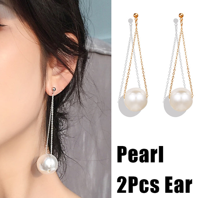 17KM Gold Leaves Ear Cuff Black Non-Piercing Ear Clips Fake Cartilage Earrings Clip Earrings For Women Men Wholesale Jewelry