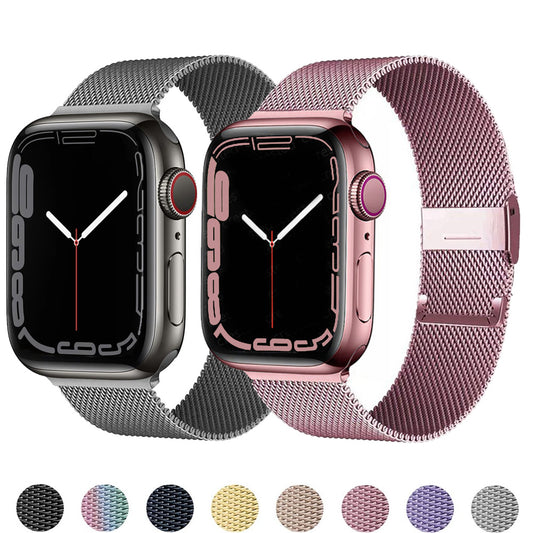 Strap For Apple watch band 44mm 40mm 45mm 41mm 42mm 38mm stainless steel Metal bracelet milanese loop iWatch Series 3 4 5 se 6 7